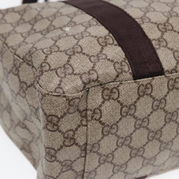 GUCCI GG Supreme Tote Bag PVC Leather Beige Brown Auth mr434 - Picture 15 of 16